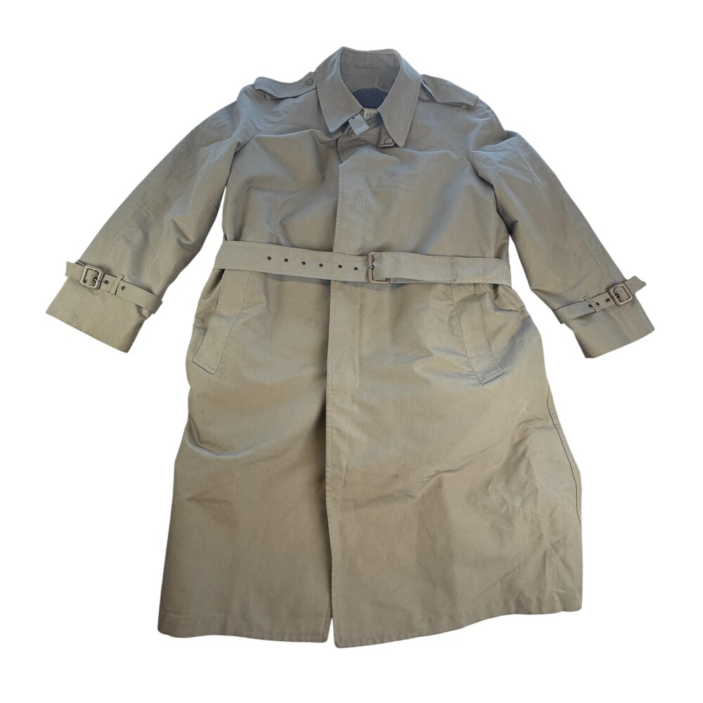 Vintage London Fog Maincoats Trench Coat Mens 42 Beige Belted Lined Warm USA